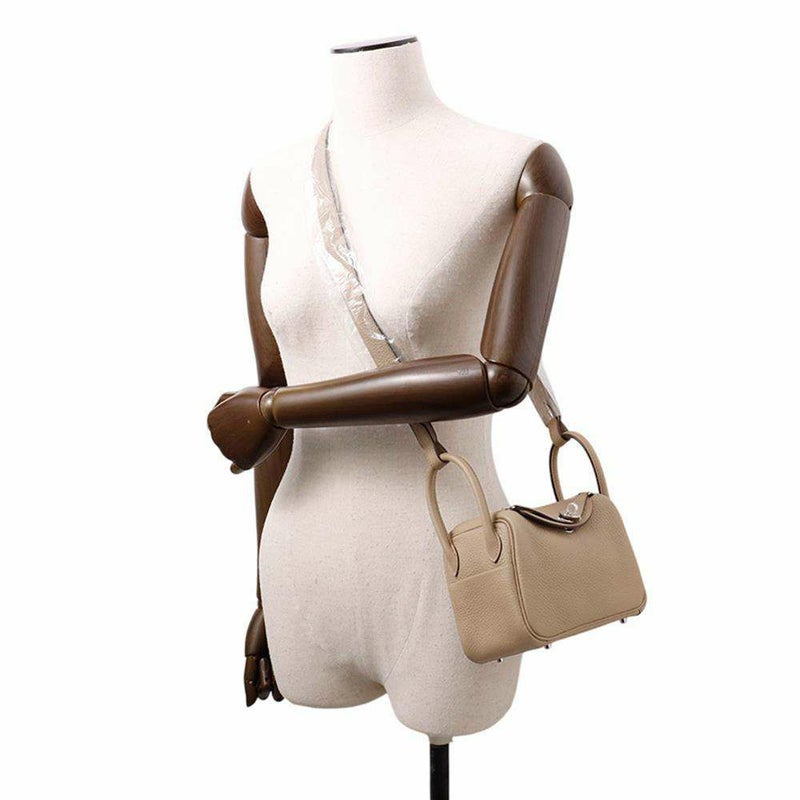 エルメス ハンドバッグ リンディ ミニ ベージュマルファ/シルバー金具 トリヨンクレマンス W刻印 2wayショルダー