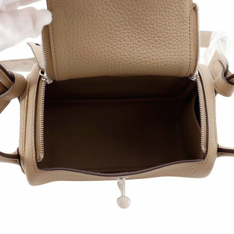 エルメス ハンドバッグ リンディ ミニ ベージュマルファ/シルバー金具 トリヨンクレマンス W刻印 2wayショルダー