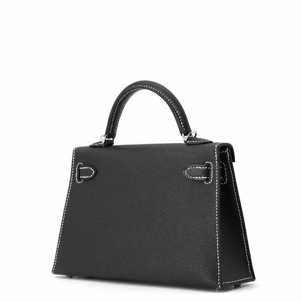 エルメス ハンドバッグ ミニケリー2 外縫い ブラック/シルバー金具 エプソン K刻印 2wayショルダー SPO 黒