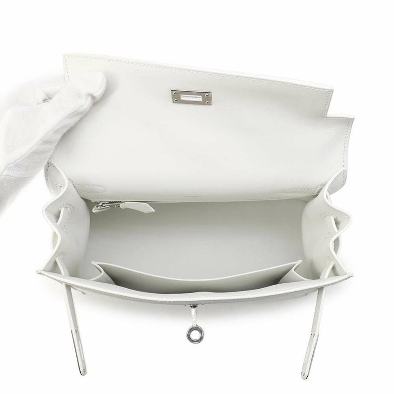 エルメス ハンドバッグ ケリー28 外縫い エクリュ/ニューホワイト/シルバー金具 トワルアッシュ/スイフト B刻印 2wayショルダー白