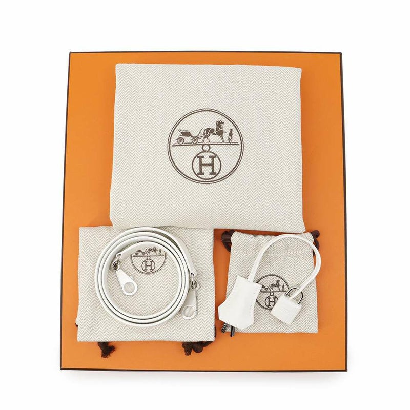 エルメス ハンドバッグ ケリー28 外縫い エクリュ/ニューホワイト/シルバー金具 トワルアッシュ/スイフト B刻印 2wayショルダー白