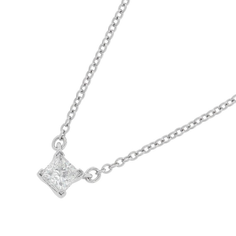 ティファニー ネックレス ソリティア スクエア ダイヤモンド 1P 約0.12ct Pt950プラチナ Tiffany&Co. ペンダント