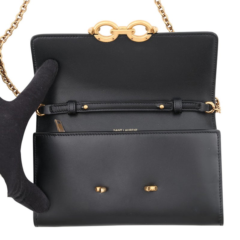 サンローランパリ チェーンショルダーウォレット ル・マイヨン カーフスキン 696608 SAINT LAURENT PARIS 財布 黒