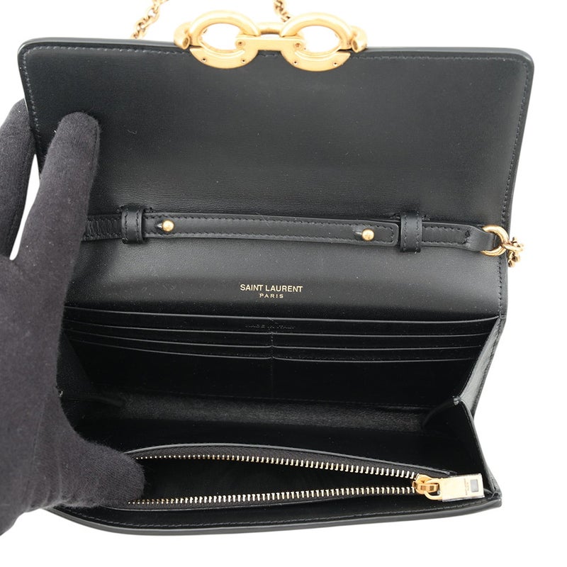 サンローランパリ チェーンショルダーウォレット ル・マイヨン カーフスキン 696608 SAINT LAURENT PARIS 財布 黒