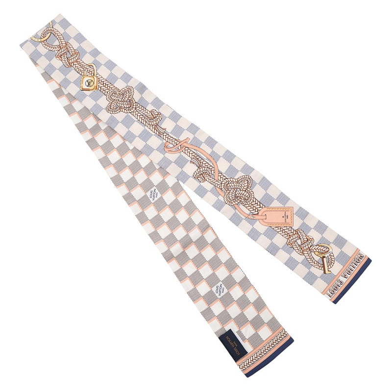 ルイヴィトン スカーフ バンドー ダミエアズール インフィニティ スカーフ シルク M77696 LOUIS VUITTON 白