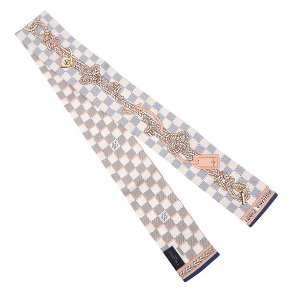 ルイヴィトン スカーフ バンドー ダミエアズール インフィニティ スカーフ シルク M77696 LOUIS VUITTON 白