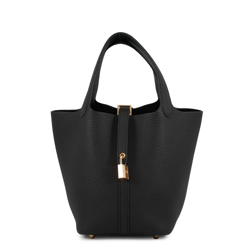 エルメス ハンドバッグ ピコタンロックPM ブラック/ゴールド金具 トリヨンクレマンス G刻印 HERMES トートバッグ 黒