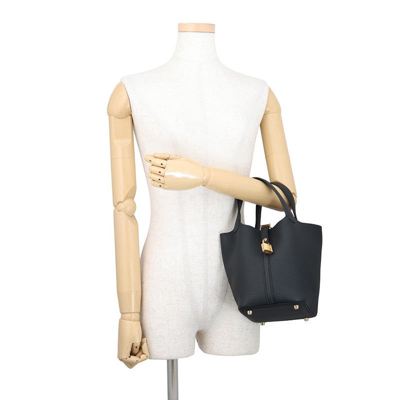 エルメス ハンドバッグ ピコタンロックPM ブラック/ゴールド金具 トリヨンクレマンス G刻印 HERMES トートバッグ 黒