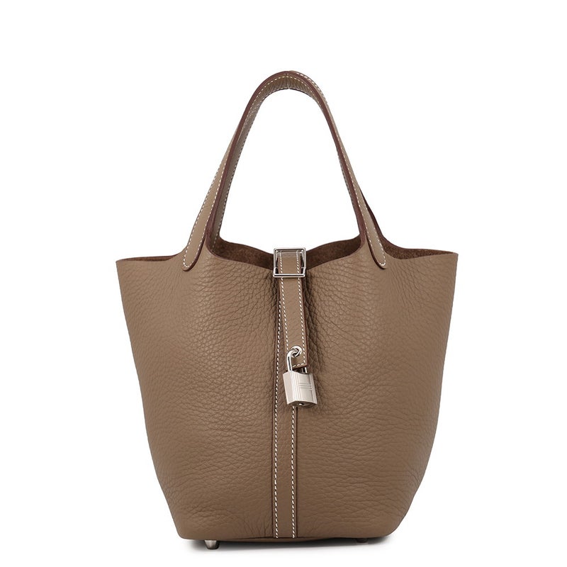 エルメス ハンドバッグ ピコタンロックPM エトゥープ/シルバー金具 トリヨンクレマンス K刻印 HERMES トートバッグ