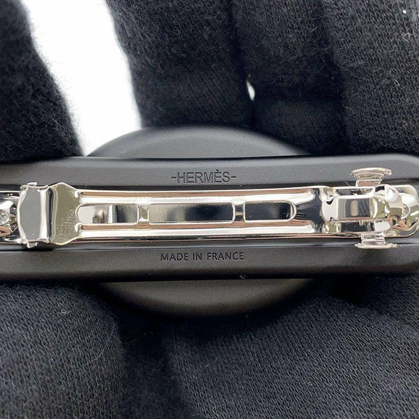 エルメス バレッタ トリ・マイヨンPM ブラック HERMES ヘアアクセサリー 黒