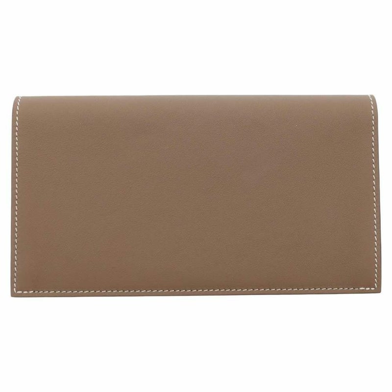 エルメス 二つ折り長財布 シチズンツイル ロング エトゥープ/シルバー金具 エバーカラー B刻印 財布