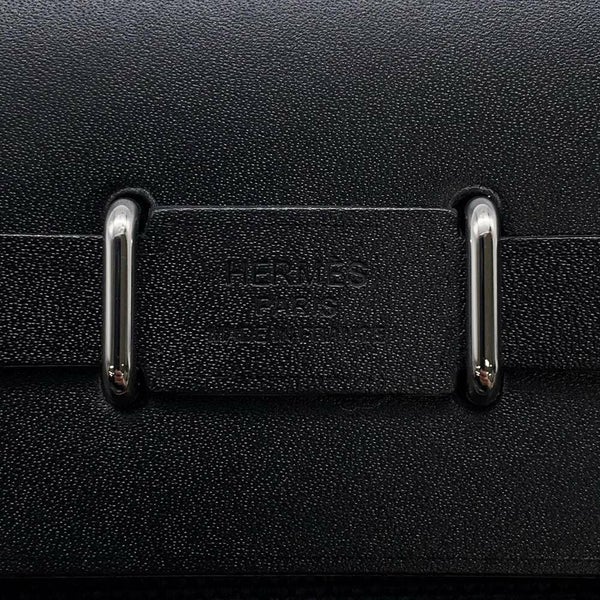 エルメス ショルダーバッグ エールバッグジップ ミニ ブラック/シルバー金具 トワルミリタリー/ヴァッシュハンター W刻印 黒