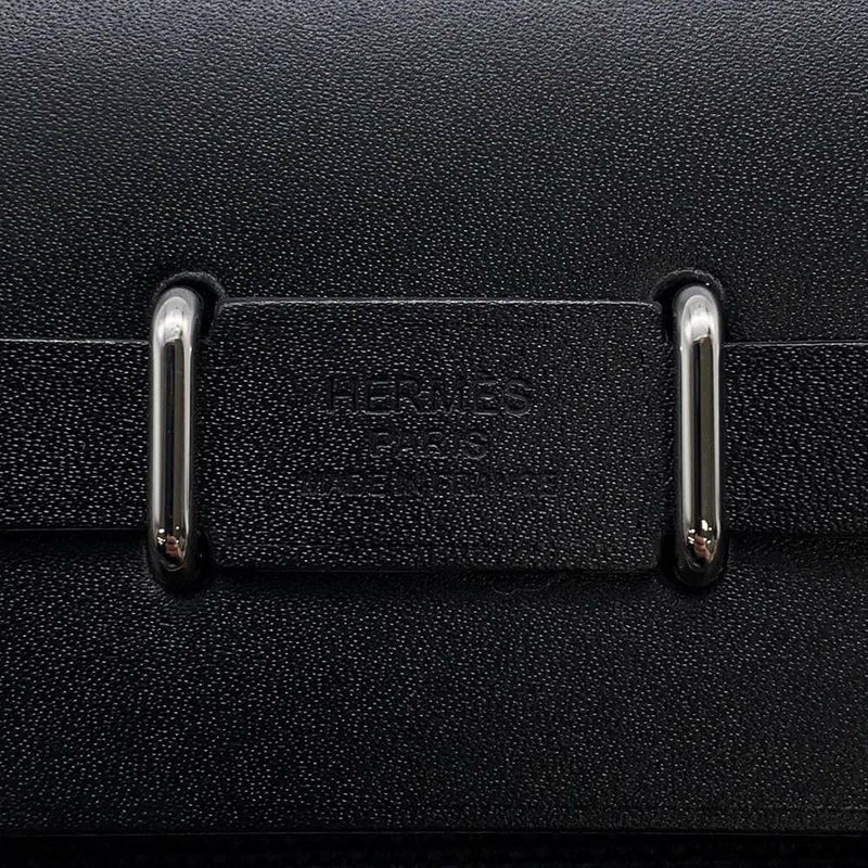 エルメス ショルダーバッグ エールバッグジップ ミニ ブラック/シルバー金具 トワルミリタリー/ヴァッシュハンター W刻印 黒