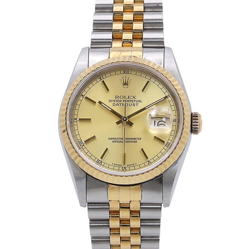 ロレックス デイトジャスト U番 SS/K18YG 16233 ROLEX 腕時計 シャンパン文字盤