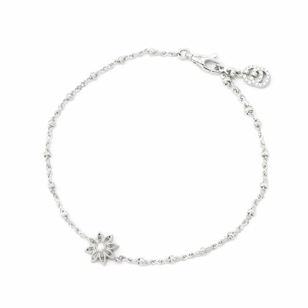 グッチ ブレスレット フローラ GGチャーム ダイヤ 64P 計約0.22ct K18WGホワイトゴールド 581817 GUCCI