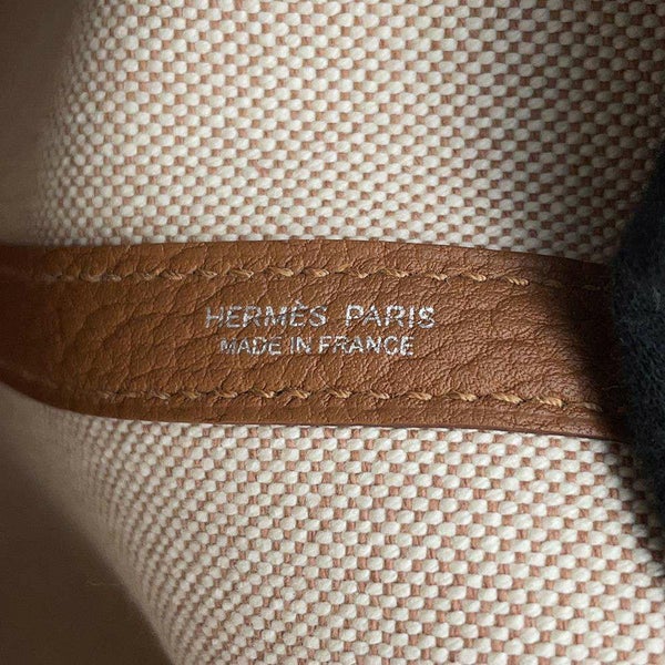 エルメス ガーデンパーティPM エレクトリック カプシーヌ/エクリュ/ベージュ/ゴールド/シルバー金具 トワルアッシュプリュム/ネゴンダ B刻印