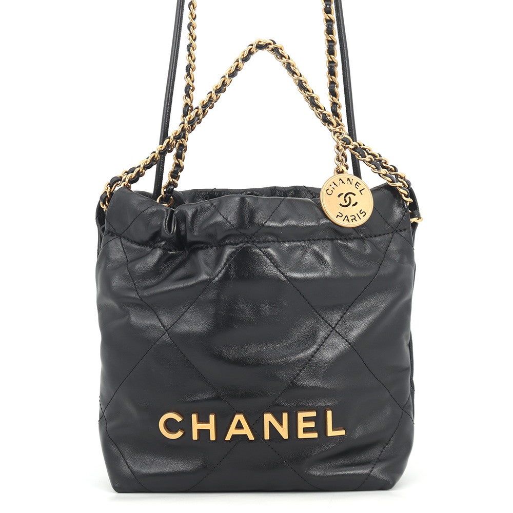 シャネル ハンドバッグ CHANEL 22 ミニ ココマーク シャイニーカーフ