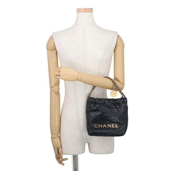 シャネル ハンドバッグ CHANEL 22 ミニ ココマーク シャイニーカーフレザー AS3980 CHANEL 2wayショルダー 黒