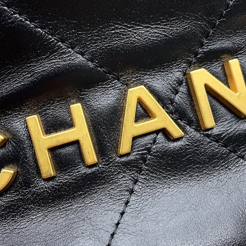 シャネル ハンドバッグ CHANEL 22 ミニ ココマーク シャイニーカーフレザー AS3980 CHANEL 2wayショルダー 黒