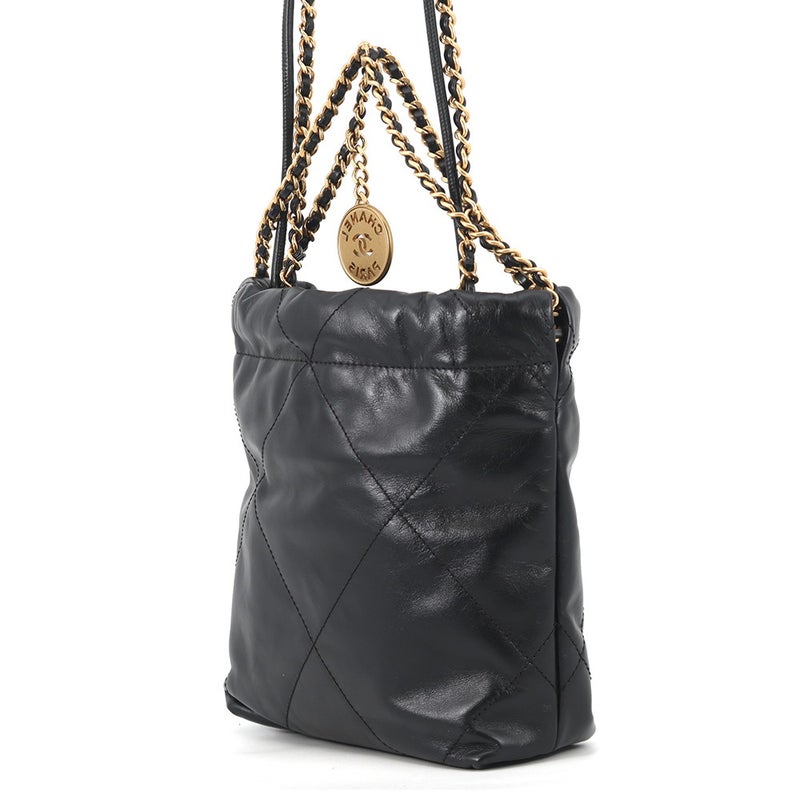 シャネル ハンドバッグ CHANEL 22 ミニ ココマーク シャイニーカーフレザー AS3980 CHANEL 2wayショルダー 黒