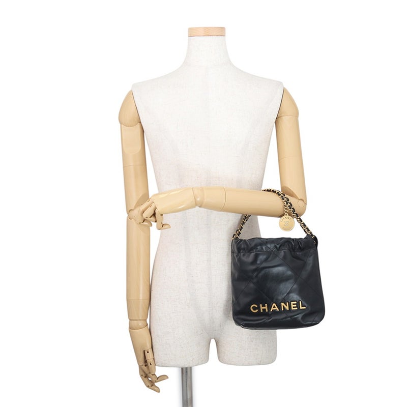 シャネル ハンドバッグ CHANEL 22 ミニ ココマーク シャイニーカーフレザー AS3980 CHANEL 2wayショルダー 黒