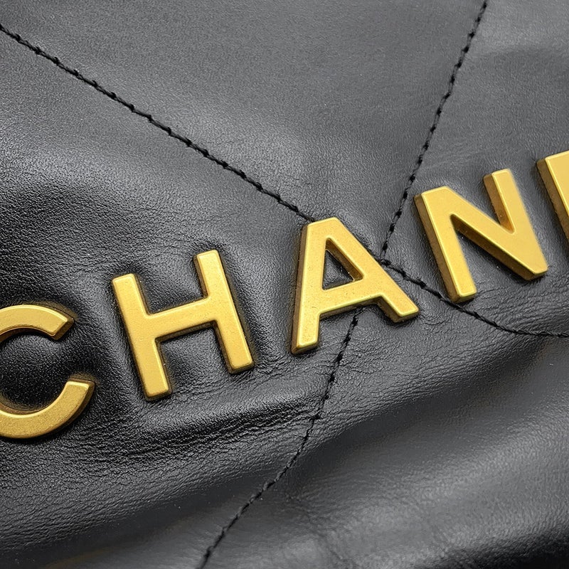 シャネル ハンドバッグ CHANEL 22 ミニ ココマーク シャイニーカーフレザー AS3980 CHANEL 2wayショルダー 黒