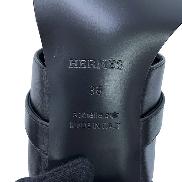エルメス サンダル ニノン 50 カーフレザー レディースサイズ36 HERMES 靴 黒
