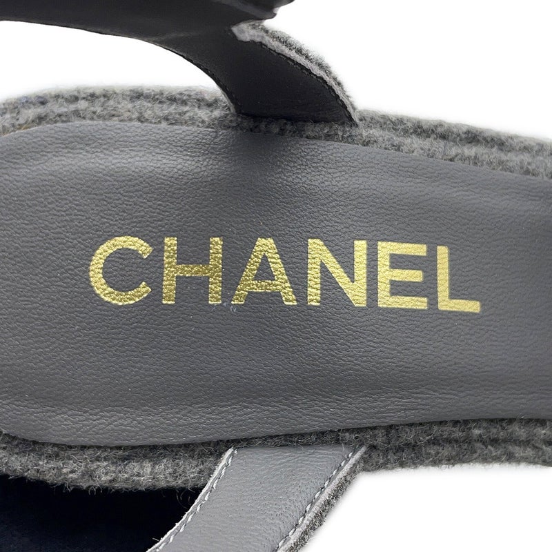 シャネル サンダル ココマーク プラットフォーム フェルト レディースサイズ37C G45740 CHANEL 靴