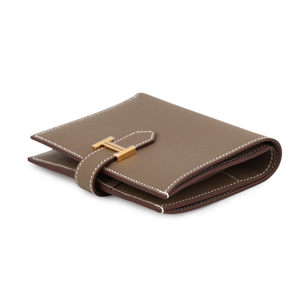 エルメス 二つ折り財布 ベアンコンパクト エトゥープ/ゴールド金具