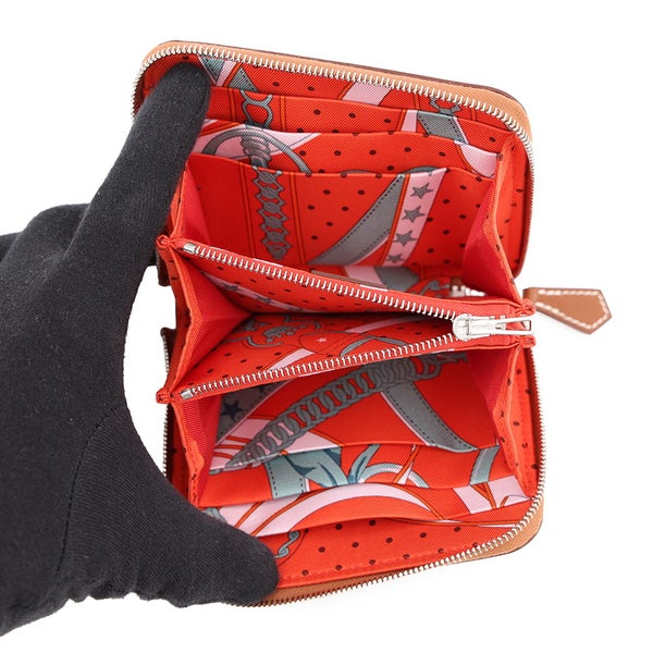 エルメス コインケース アザップコンパクト シルクイン ゴールド/シルバー金具 エバーカラー K刻印 HERMES