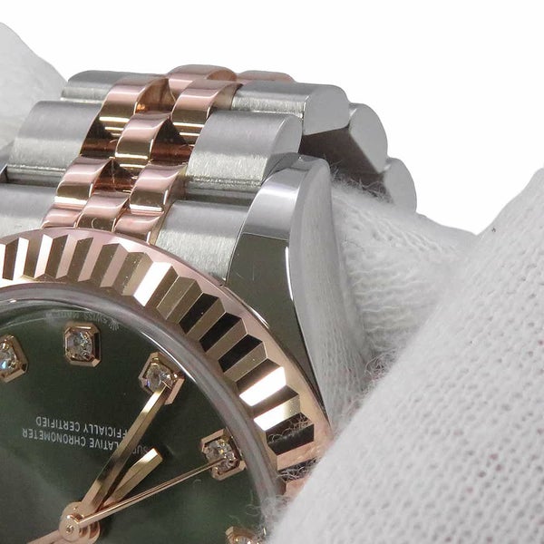 ロレックス レディ デイトジャスト SS/K18PG エバーローズゴールド 279171G オリーブグリーン文字盤 10PD