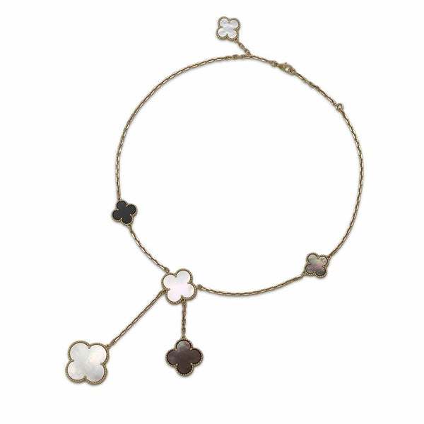 ヴァンクリーフ&アーペル ネックレス マジック アルハンブラ 6モチーフ オニキス マザーオブパール K18YGイエローゴールド VCARD79200