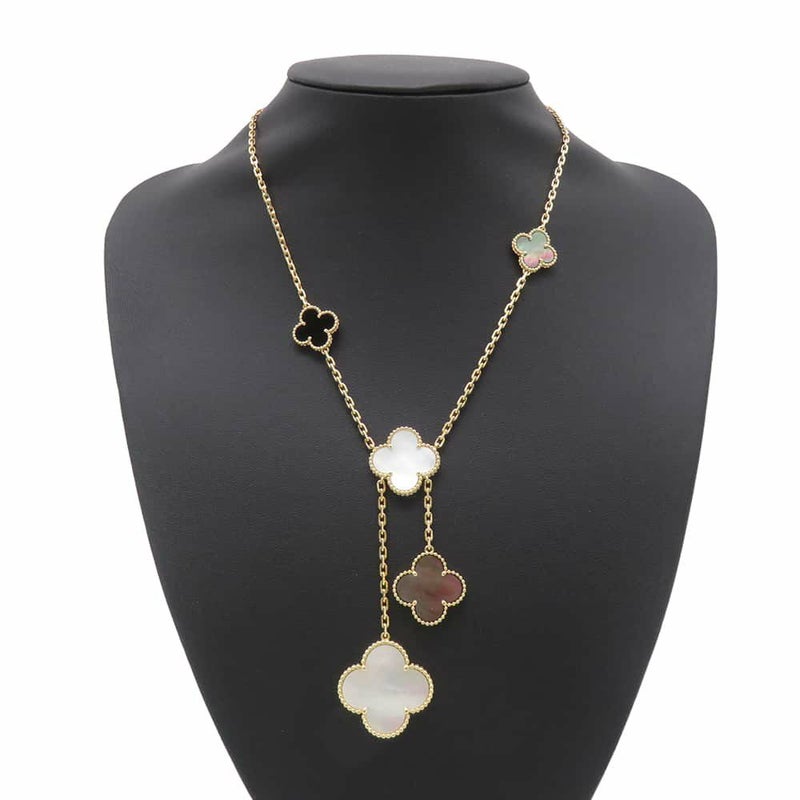 ヴァンクリーフ&アーペル ネックレス マジック アルハンブラ 6モチーフ オニキス マザーオブパール K18YGイエローゴールド VCARD79200