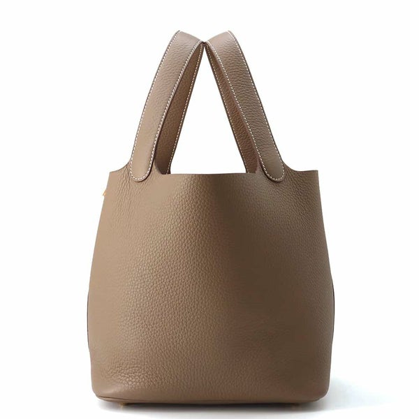 エルメス ハンドバッグ ピコタンロックMM エトゥープ/ゴールド金具 トリヨンクレマンス W刻印 HERMES トートバッグ