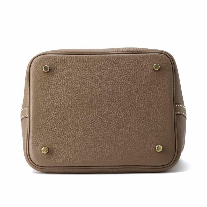 エルメス ハンドバッグ ピコタンロックMM エトゥープ/ゴールド金具 トリヨンクレマンス W刻印 HERMES トートバッグ