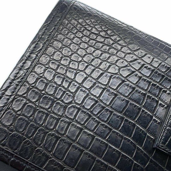 エルメス クラッチバッグ ジジェ エラン ブラック クロコダイル ポロサスマット T刻印 HERMES バッグ 黒