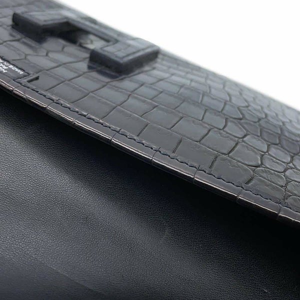 エルメス クラッチバッグ ジジェ エラン ブラック クロコダイル ポロサスマット T刻印 HERMES バッグ 黒