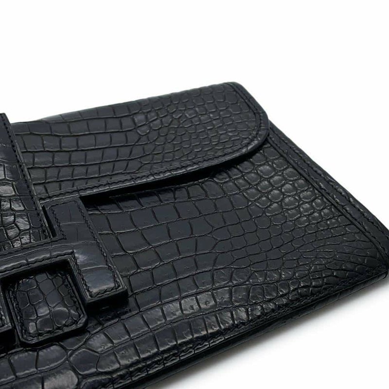 エルメス クラッチバッグ ジジェ エラン ブラック クロコダイル ポロサスマット T刻印 HERMES バッグ 黒