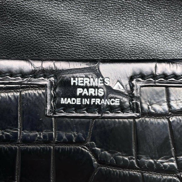 エルメス クラッチバッグ ジジェ エラン ブラック クロコダイル ポロサスマット T刻印 HERMES バッグ 黒