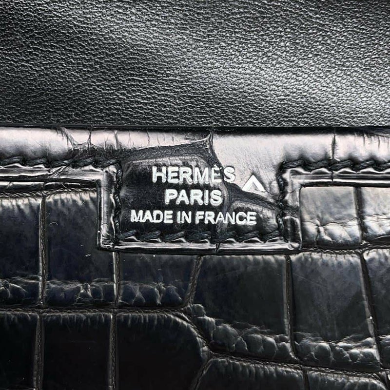 エルメス クラッチバッグ ジジェ エラン ブラック クロコダイル ポロサスマット T刻印 HERMES バッグ 黒