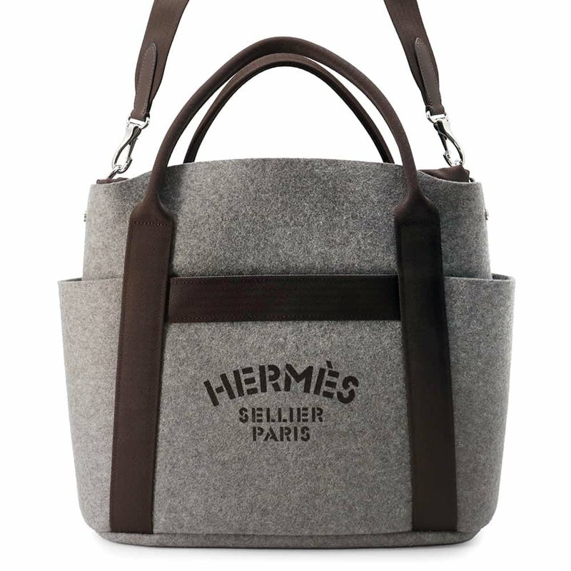 エルメス サックドパンサージュ グルーム SAC DE PANSAGE GROOM グリモワイヤン/ブラウン W刻印 2wayショルダーバッグ