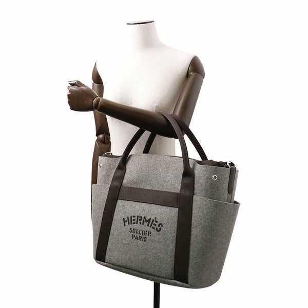 エルメス サックドパンサージュ グルーム SAC DE PANSAGE GROOM グリモワイヤン/ブラウン W刻印 2wayショルダーバッグ