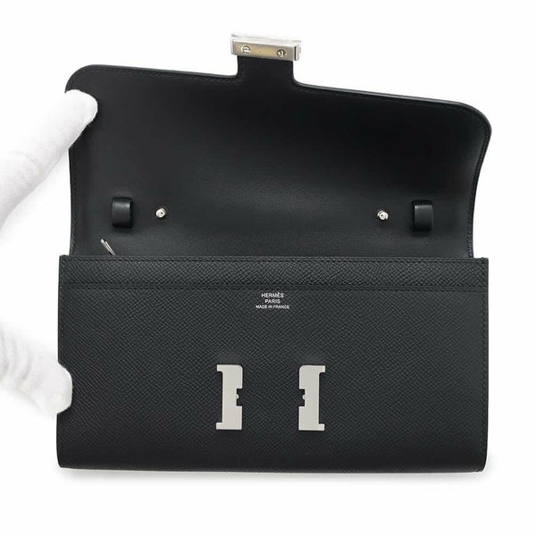 エルメス 長財布 コンスタンス トゥーゴー ロング ブラック/シルバー金具 エプソン W刻印 HERMES 黒