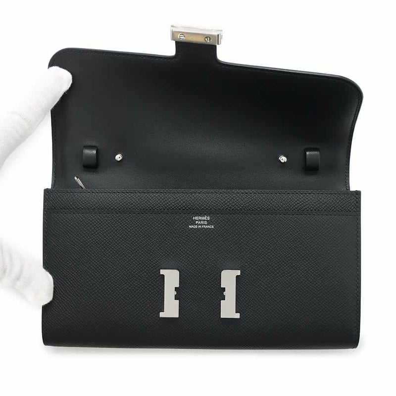 エルメス 長財布 コンスタンス トゥーゴー ロング ブラック/シルバー金具 エプソン W刻印 HERMES 黒