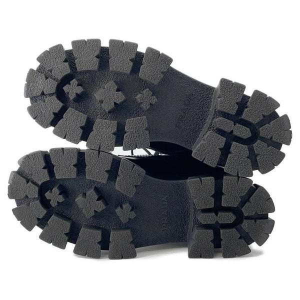 プラダ ブーツ モノリス ポーチ付 レザー Re-Nylon コンバットブーツ レディースサイズ37 2/1 1T255M PRADA 靴 黒