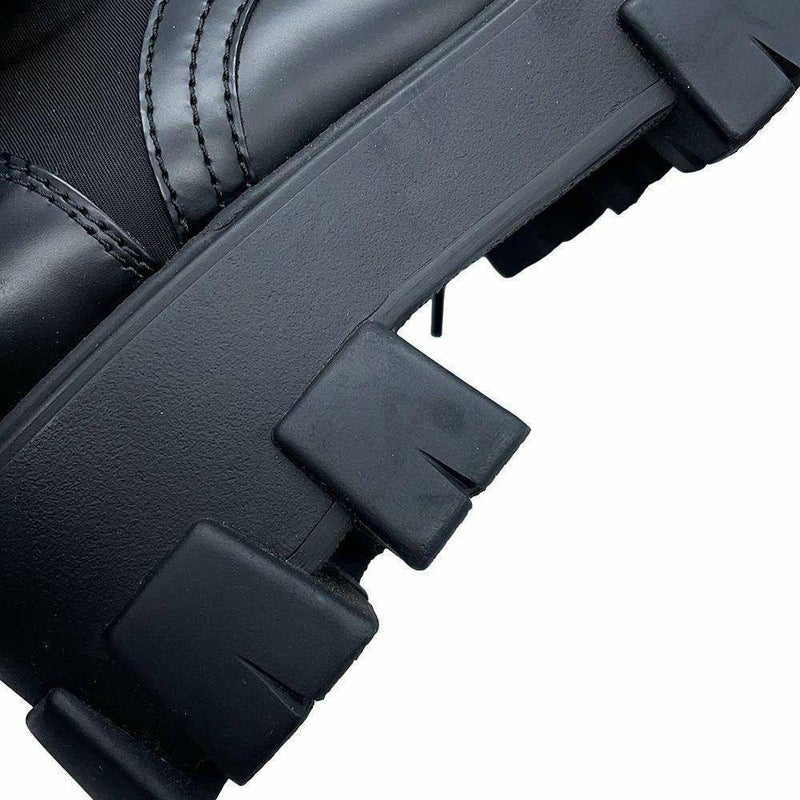 プラダ ブーツ モノリス ポーチ付 レザー Re-Nylon コンバットブーツ レディースサイズ37 2/1 1T255M PRADA 靴 黒