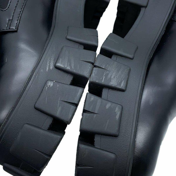 プラダ ブーツ モノリス ポーチ付 レザー Re-Nylon コンバットブーツ レディースサイズ37 2/1 1T255M PRADA 靴 黒