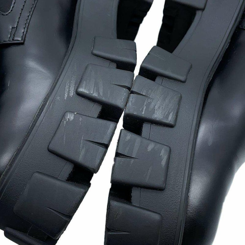 プラダ ブーツ モノリス ポーチ付 レザー Re-Nylon コンバットブーツ レディースサイズ37 2/1 1T255M PRADA 靴 黒