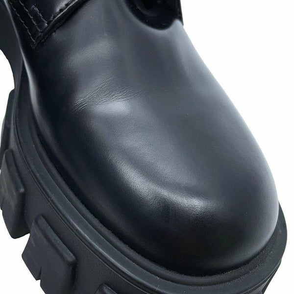 プラダ ブーツ モノリス ポーチ付 レザー Re-Nylon コンバットブーツ レディースサイズ37 2/1 1T255M PRADA 靴 黒