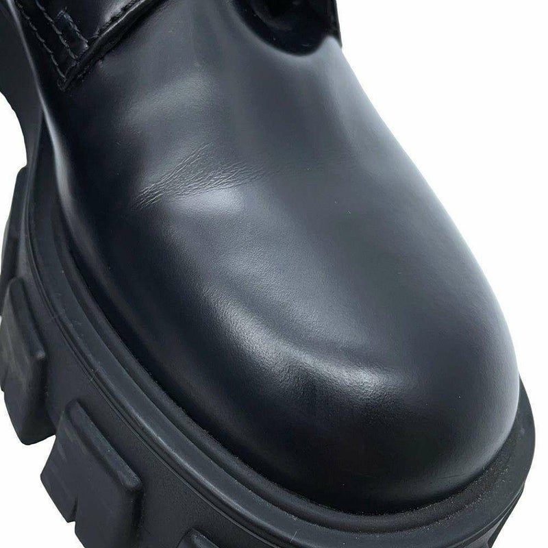 プラダ ブーツ モノリス ポーチ付 レザー Re-Nylon コンバットブーツ レディースサイズ37 2/1 1T255M PRADA 靴 黒